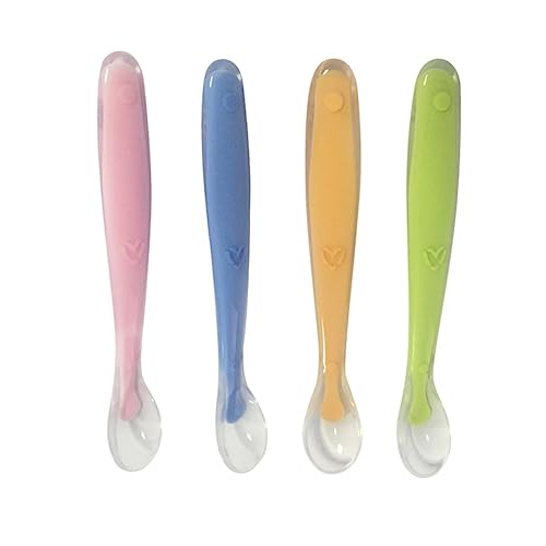 HOMOBABE 4 Stück Lernlöffel für Junge Mädchen Weiche Köpfe für Zahnung Zufällige Farben für Selbstständige Essen Kinderfreundliches Geschirr Zufällige Farbe Zufällige Farbe von HOMOBABE