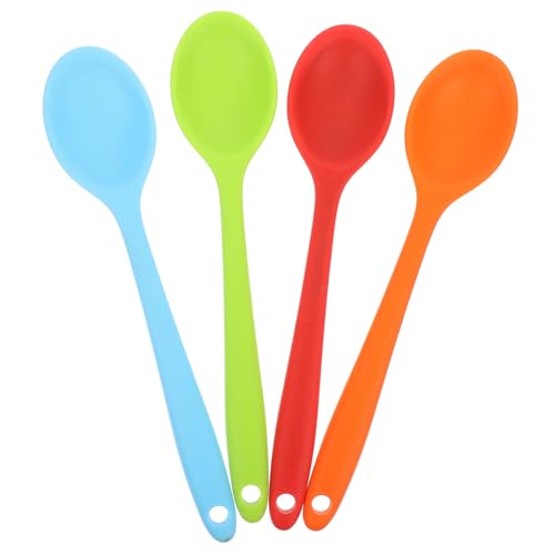 HOMOBABE 4 Stück Multifunktionale Silikon Löffel Mini Kochlöffel für Suppen und Rote Blaue Grüne und Orange Farben Hitzebeständig Spülmaschinenfest HOMOBABE 4 Stück Multifunktionale Silikon Löffel Mini Kochlöffel für Suppen und Rote Blaue Grüne und Orange Farben Hitzebeständig Spülmaschinenfest von HOMOBABE
