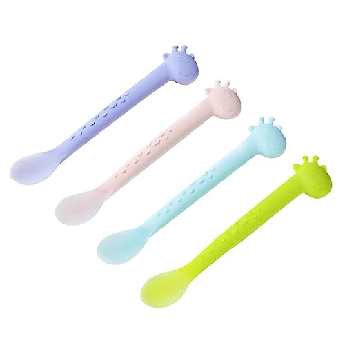 HOMOBABE 4 Stück Teiliges Geschirrset Rutschfeste für Neugeborene Fütterungszubehör Lila Grün und Blau Fördert Selbstständiges Essen von HOMOBABE