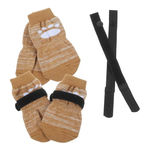 HOMOBABE 4 Stück Teiliges Kompakte Hundesocken mit Rutschfester Sohle Leichte Warme Pfotenschützer für Kleine Hunde Bequeme Strapazierfähige Indoor Anti rutsch Hundesocken von HOMOBABE