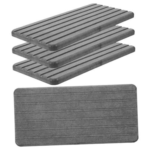 HOMOBABE 4 Stück Teiliges Saugfähiges Silikat Rutschfeste Badezimmer und Küchenmatten Schnelltrocknende Waschbeckenablagen Praktische Abtropfunterlagen Dunkelgrau von HOMOBABE
