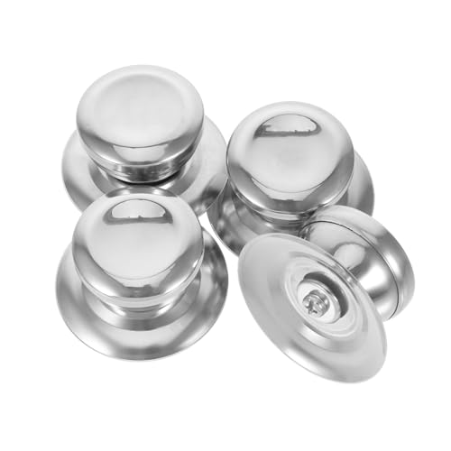 HOMOBABE 4 Stück Topfdeckel Zubehör Griff Topfdeckelknopf Ersatzdeckelgriff Topfdeckelknöpfe Ersatz Pfannengriff Topfdeckel Zubehör Topfdeckelknopf Topfkappengriff Edelstahl Silber von HOMOBABE