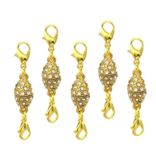 HOMOBABE 5 Stück Teiliges Olivförmige Magnetische Hummerverschluss mit Strass Langlebige Metall schmuckverschlüsse für DIY Armbänder und Ketten Goldfarbene Kreative Schmuckbefestigung HOMOBABE 5 Stück Teiliges Olivförmige Magnetische Hummerverschluss mit Strass Langlebige Metall schmuckverschlüsse für DIY Armbänder und Ketten Goldfarbene Kreative Schmuckbefestigung von HOMOBABE