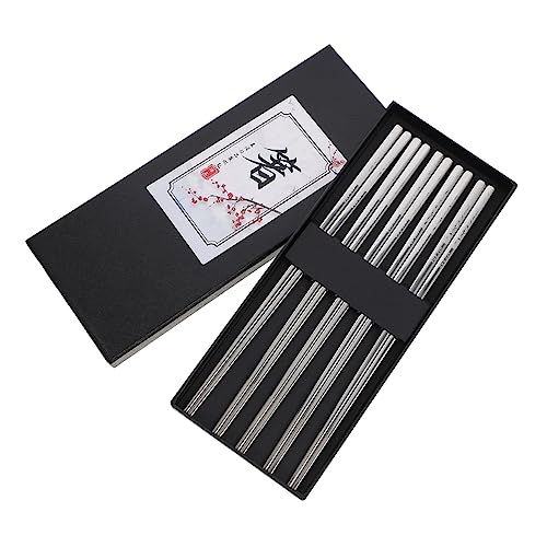 HOMOBABE 5Paare Essstäbchen Wiederverwendbare Rutschfeste Chopsticks mit Design für Zuhause als Eleganter Geschenkbox von HOMOBABE