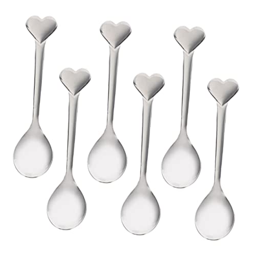 HOMOBABE 6 Stück Teiliges Löffel mit Herzgriff Dessert und Kaffeelöffel für Getränke und Nachspeisen Rostfrei und Spülmaschinengeeignet von HOMOBABE