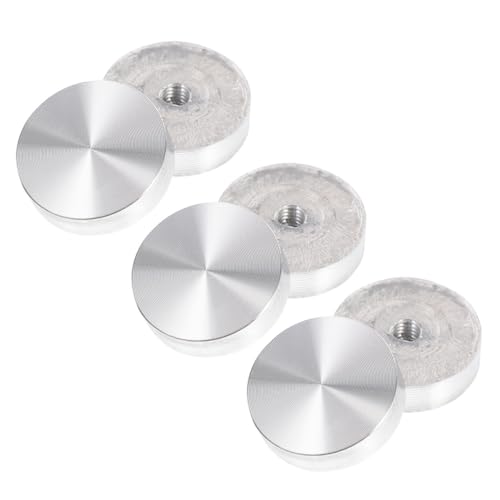 HOMOBABE 6 Stück Teiliges Silberne Aluminiumrundscheiben Glasplattenadapter für Möbel Glas Tischplatten Geeignet für Couchtisch Büro und Esstisch Einfache Installation von HOMOBABE