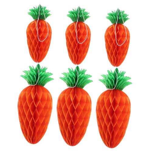 HOMOBABE 6stücke Hängende Karottenwabenpapier Pom Poms Dekoration Obsthemenparty Zubehör Für Frühling Sommer Junge Mädchen Geburtstag Dekor Aufhängen Wabe Ball von HOMOBABE