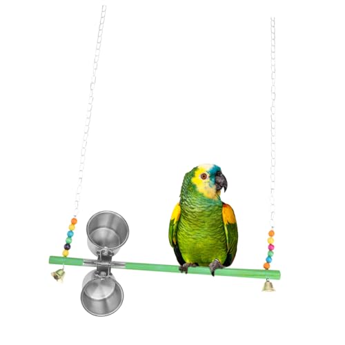 HOMOBABE Edelstahl Vogel Futter Wassernapf mit Clip Doppelter Futterschale für Papageien und Wellensittiche Rostfrei Langlebig Einfach zu Reinigen und Am Käfig zu Befestigen von HOMOBABE