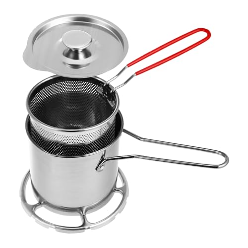HOMOBABE Frittierkorb mit Hitzebeständigem Griff Mini Fritteuse Topf mit Deckel für Haushalt Küche Restaurant Langlebig und Sicher Einfach zu Bedienen von HOMOBABE