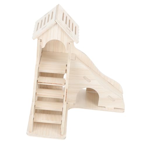 HOMOBABE Holz Hamsterhaus mit Kletterleiter Atmungsaktives Nest für Kleintiere Langlebiges Versteck und DIY Bemalbar Geeignet für Hamster und Kleine Haustiere Ganzjährig von HOMOBABE