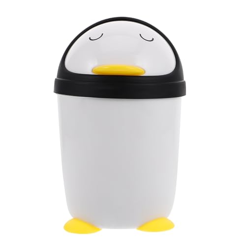 HOMOBABE Kleiner Mülleimer für Pinguin Design für Schlafzimmer und Schreibtisch Kompakt und Leicht mit Deckel für Einfache Entsorgung und von HOMOBABE