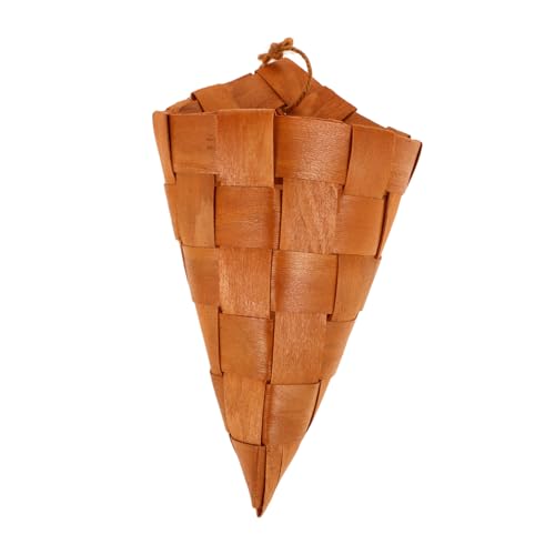 HOMOBABE Kleiner Vintage Holz Wandkorb für Küchenaufbewahrung Handgewebter Hängekorb für Blumen Dekorativer Organizer für Kleinigkeiten Wandmontierter Knoblauchhalter Rustikales Design von HOMOBABE