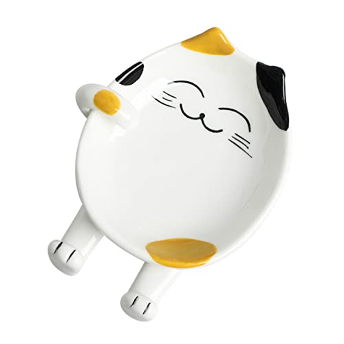 HOMOBABE Kreativer Cartoon Topfdeckelhalter aus Keramik Multifunktionale Ablage für Löffel Stäbchen und Küchenutensilien Praktischer Küchenorganisator Katze von HOMOBABE