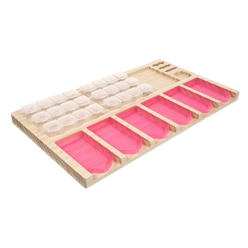 HOMOBABE Multifunktionales Aufbewahrungs Tablett aus Holz für Diamantmalerei Werkzeug Organizer mit Stifthalter Langlebig und für DIY Kunsthandwerk und Zubehör Ordnung von HOMOBABE