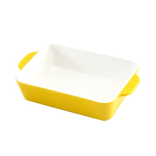 HOMOBABE Rechteckige Keramik Backform Gelbes Backgeschirr für Mikrowelle und Ofen zum Zubereiten von Lasagne und Aufläufen von HOMOBABE