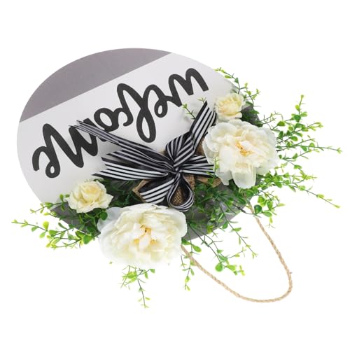 HOMOBABE Rundes Willkommensschild Für Haustür Hängendes Willkommensschild Aus Holz Bauernhaus-türdekor Willkommensornament Wandkunst Für Innen Und Außen von HOMOBABE