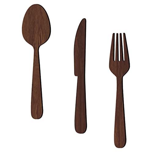HOMOBABE Rustikale Küchen Wanddekoration aus Holz mit Messer und Löffel S Förmiges Holzschild für Esszimmer und Küchenschrank Dekoratives Besteck Wandbild für Gemütliches Küchendekor von HOMOBABE
