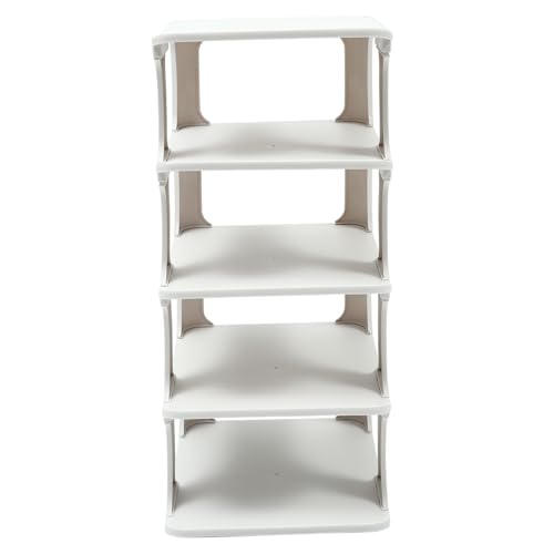 HOMOBABE Schuhregal Kunststoff Schuhaufbewahrung Stapelbar Höhenverstellbar Flexibel für Flur Wohnzimmer Schlafzimmer Multifunktionaler Schuhständer Weiß von HOMOBABE