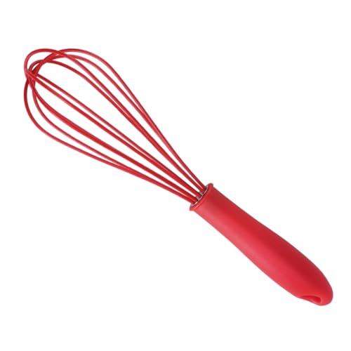 HOMOBABE Silikon Eierbesen mit Rutschfestem Griff Lebensmittelechter Handmixer für Aufschäumen Rühren und Mixen der Küche Rot von HOMOBABE