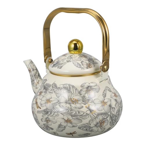 HOMOBABE Vintage Emaillierter Teekessel Retro Wasserkocher für Herd zum Schnellen Erhitzen von Wasser für Tee Kaffee und Milchtee Design Leicht zu Reinigen von HOMOBABE
