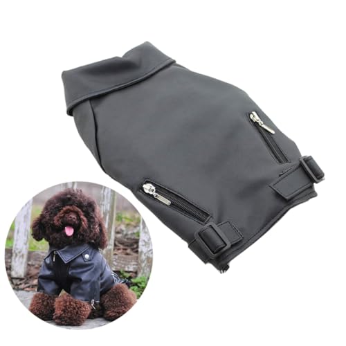 HOMOBABE Warmer Hundemantel aus PU Winddicht mit Reißverschluss für Kalte Tage Hundeweste in Schwarze Hundebekleidung für Haustiere Wetterfester Schutz für Hunde im Winter von HOMOBABE