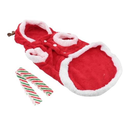 HOMOBABE Weihnachtliches Hundekostüm aus Flauschigem Wärmendem Plüsch mit Geweih und Schal Bequemes Saddle Förmiges Haustier Outfit für Kleine Hunde Festliches Xmas Bekleidungsset von HOMOBABE