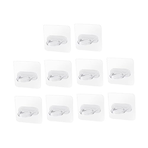 HOMOCONO 10 Stück Teiliges Set Selbstklebende Haken für Badezimmer und Küche Transparente Wandhaken ohne Bohren Vielseitig Einsetzbar Starke Tragkraft für Glatte Oberflächen von HOMOCONO