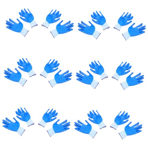 HOMOCONO 12 Paare Arbeitshandschuhe Robuste und Schnittfeste Schutzhandschuhe für Bau Gartenarbeit und Lebensmittelzubereitung Fach Packung Blau Langlebig und Zuverlässig von HOMOCONO