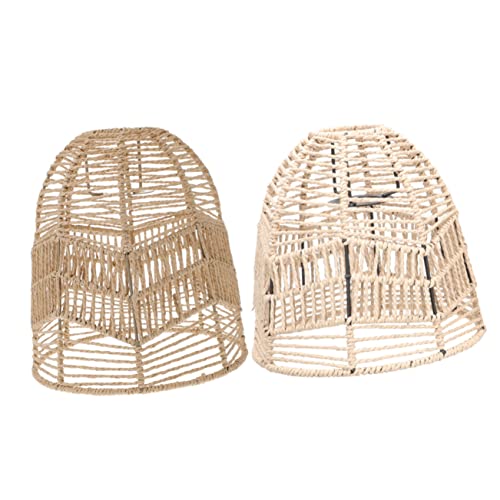 HOMOCONO 2 Stück Woven Lampenschirm für Deckenleuchte Retro Papierseil Lampenabdeckung Kreative DIY Lampe für Wohnräume Restaurants und Cafés Langlebig und Pflegeleicht von HOMOCONO