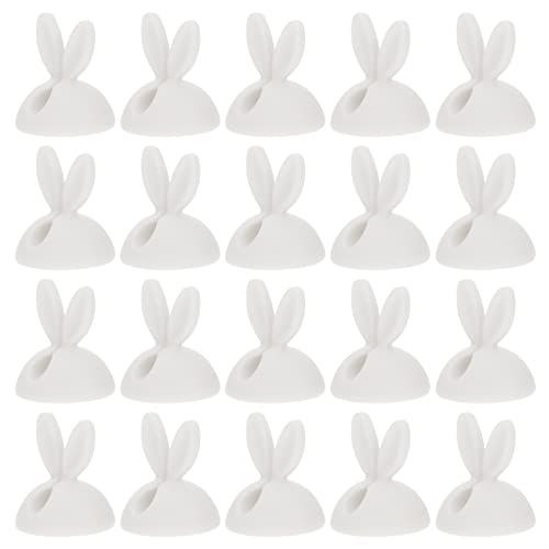 HOMOCONO 20 Stück Kabelhalter Selbstklebende Kabelorganisation für Schreibtisch und Wand für USB Ladekabel Audiokabel und Mehr Niedlichem Hasen Design Installieren und Stabil von HOMOCONO