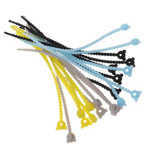 HOMOCONO 20 Stück Silikon Kabelbinder für Kabelorganisation Wiederverwendbare Kabelhalter Bunte Datenkabel Organizer für Schreibtisch und PC für Kabelmanagement von HOMOCONO