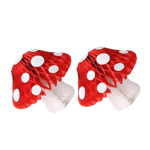 HOMOCONO 2stücke Pilz-waben-Dekorationen Aus Krepppapier Rot Für Geburtstagspartys Hochzeiten Babypartys Garten Baum Decke Fenster Zelt von HOMOCONO