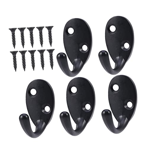 HOMOCONO 5 Stück Schwarze Wandhaken aus Zinklegierung mit Schrauben Multifunktionale Kleiderhaken für Badezimmer Umkleideraum Handtücher und Mäntel Teiliges von HOMOCONO