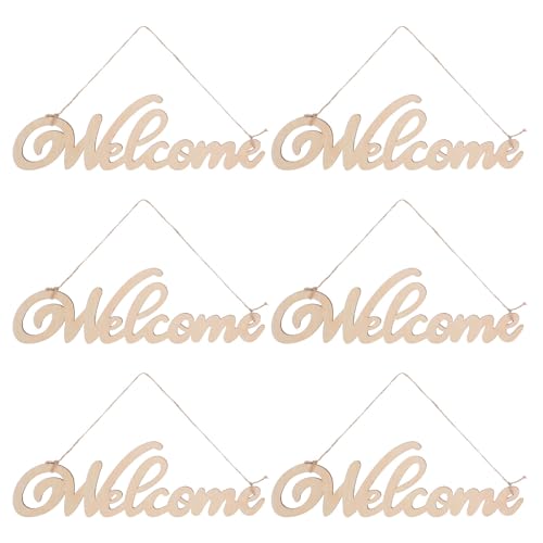 HOMOCONO 6 Stück „Willkommen“-Holzschilder zum Aufhängen – Holzschild zum Aufhängen für die Haustür, rustikaler Türhänger aus Holz für Zuhause, Veranda, Hochzeit, Party, Klassenzimmer, HOMOCONO 6 Stück „Willkommen“-Holzschilder zum Aufhängen – Holzschild zum Aufhängen für die Haustür, rustikaler Türhänger aus Holz für Zuhause, Veranda, Hochzeit, Party, Klassenzimmer, von HOMOCONO