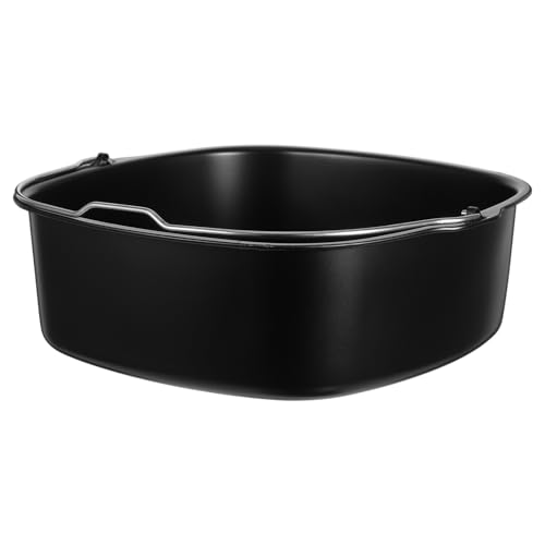 HOMOCONO Air Fryer Kuchenform Karbonstahl Hochtemperaturbeständiger Backbehälter mit Abnehmbarem Korb für Gleichmäßiges Backen Heißluftfritteusen Spülmaschinenfest Schwarz von HOMOCONO