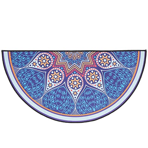 HOMOCONO Bohemian Stil Halbrunder Fußmatte rutschfest Mystisches Mandala Design für Eingangsbereiche Badezimmer und Wohnzimmer Saugfähig und Waschbar von HOMOCONO