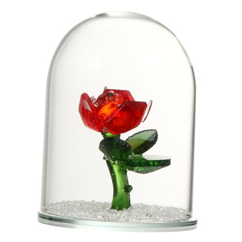HOMOCONO Ewige Kristallrose Glaskuppel Handgefertigte Figurine für Mädchen Dekoration für Zuhause und Besondere Anlässe Romantisches für Valentinstag und Hochzeiten von HOMOCONO