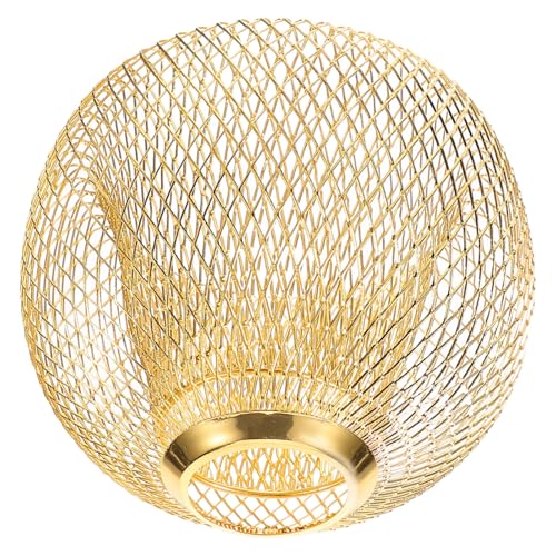 HOMOCONO Hängelampe Metall Lampenschirm Retro Industrial Stil Geometrisches Design Eisen Mesh Lampenschirm für Bar Küche Flur Kugel Goldfarben von HOMOCONO
