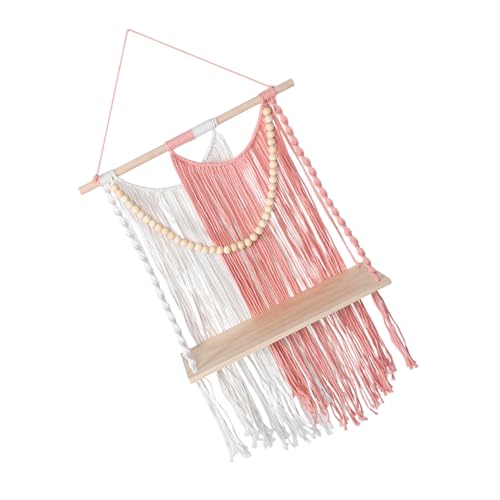 HOMOCONO Handgewebtes Makramee Wandregal mit Quasten Boho Wanddeko für Wohnzimmer und Schlafzimmer Vielseitige Wandtapete und Pflanzhalter Handgemachte Dekoration für Kreativen von HOMOCONO