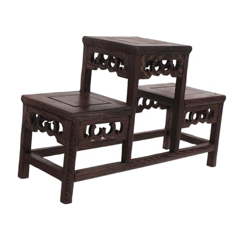 HOMOCONO Holz Pflanzenregal Stufiger Pflanzenständer mit Rustikalem Finish für Schlafzimmer und Outdoor Dekoration zur Organisation von Sammlerstücken und Blumenstöcken von HOMOCONO
