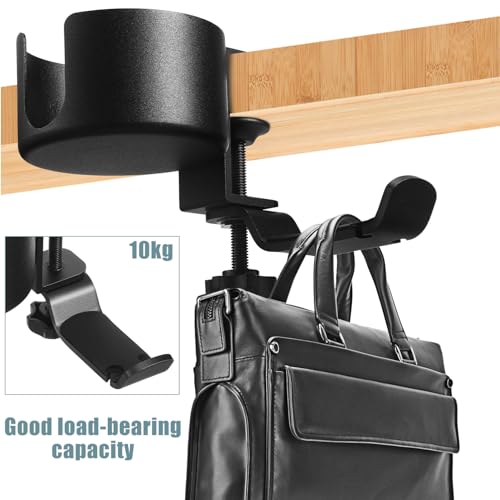 HOMOCONO Kopfhörerhalter Untertisch Verstellbarer Headset Ständer mit Becherhalter für Gaming Büro Metall Konstruktion Platzsparendes Design Robust Flexibel Einsetzbar von HOMOCONO