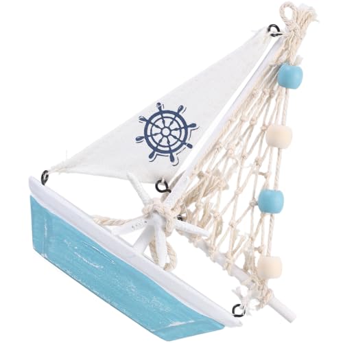HOMOCONO Nautische Holz Segelboot Dekoration im Mediterranen Stil Tischdeko für Wohnräume Büro und Schlafzimmer Stilvolle Maritimer Figur mit Einzigartigem Design von HOMOCONO