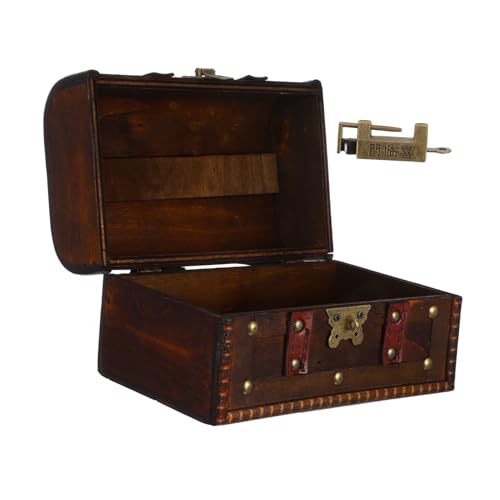 HOMOCONO Schatztruhe Im Vintage-Stil Holz Mit Schloss Für Schmuckaufbewahrung Kleine Aufbewahrungsbox Als Andenkenbox Oder Teetruhe Dekoratives Heimaccessoire von HOMOCONO