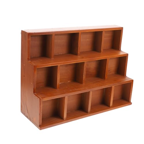 HOMOCONO Vintage Holz Aufbewahrungsbox Praktischer Schreibtisch Organizer mit Fächern für Bürobedarf und Retro Design für Desktop und Wandmontage von HOMOCONO