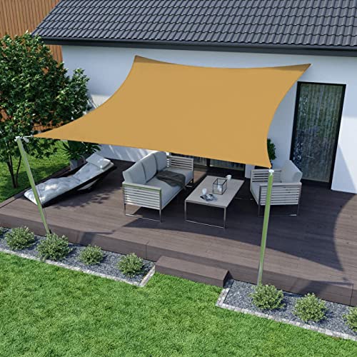 HOMPER 3x3m Sonnensegel Rechteckig Atmungsaktiv Wasserdicht, Premium PES Polyester 95% UV-Schutz Sonnenschutz,für Balkon Garten Camping von HOMPER