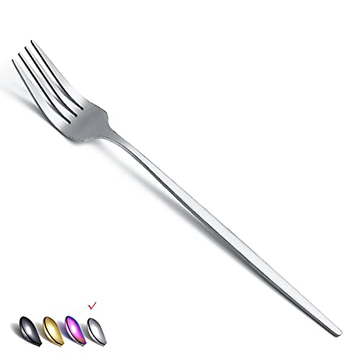 HOMQUEN Mattierte Menügabeln 6 Stück, Edelstahlgabeln, Besteckset, Dessertgabeln, Tafelgabeln, Salatgabeln Für Zuhause, Küche Oder Restaurant, Spülmaschinenfest (Matt Silver-8.4 Zoll) von HOMQUEN