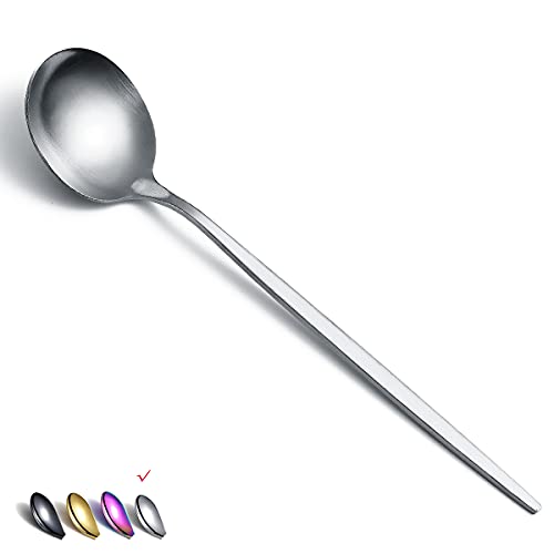 HOMQUEN Menülöffel 6 Stück, 8,1 Zoll Edelstahl-Esslöffel, Suppenlöffel, Dessertlöffel, Löffel, Besteck Für Zuhause, Küche Oder Restaurant, Spülmaschinenfest (Matt Silver-8,1 Zoll) von HOMQUEN