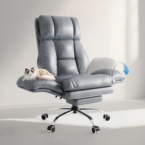 HOMRELEXA Bürostuhl Chefsessel Ergonomisch 180 kg, Gaming Stuhl mit Fußstütze & 135° Verstellbarer Rückenlehne, Drehstuhl mit klappbaren Armlehnen, Hochlehner aus Premium Tech Stoff – Grau HOMRELEXA Bürostuhl Chefsessel Ergonomisch 180 kg, Gaming Stuhl mit Fußstütze & 135° Verstellbarer Rückenlehne, Drehstuhl mit klappbaren Armlehnen, Hochlehner aus Premium Tech Stoff – Grau von HOMRELEXA