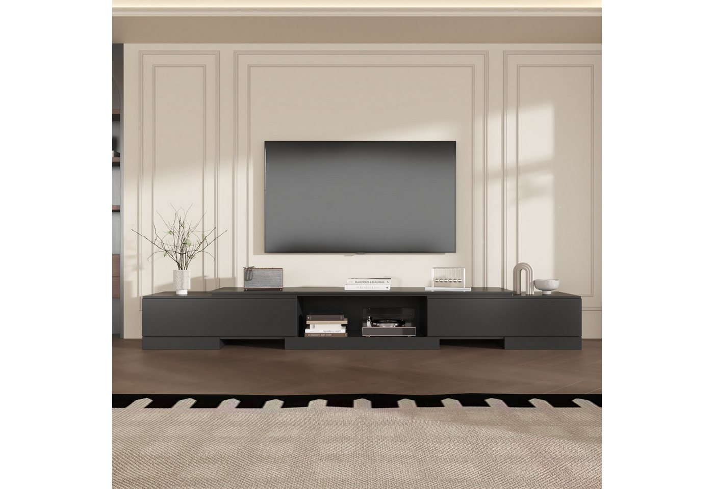 HOMSEE Lowboard Verstellbarer TV-Schrank mit 2 Schubladen 40 x 30 x 160-238 cm (1 St), TV-Ständer, Fernsehschrank, TV-Möbel von HOMSEE