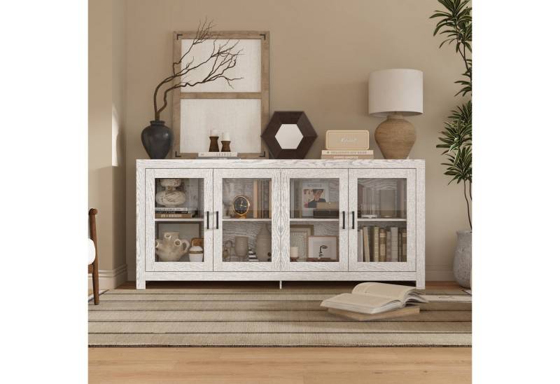 HOMSEE Sideboard Küchenschrank mit 4 Türen, Aufbewahrungsschrank mit Acryltüren (1 St), Moderne Anrichte, Akzent Schrank für Wohnzimmer Küche, 40x180x80 cm von HOMSEE